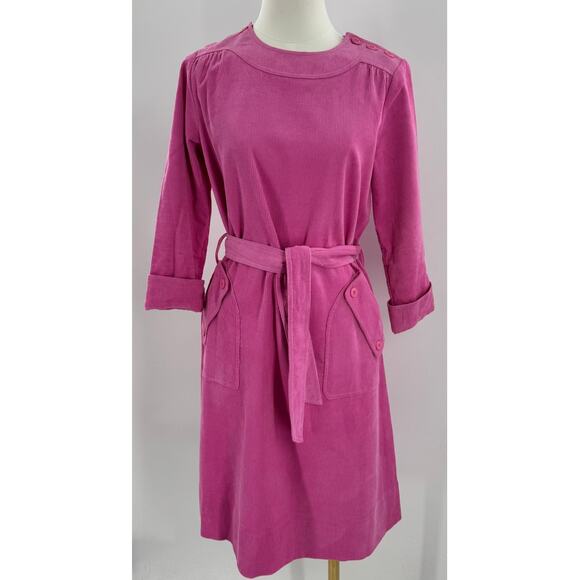 Antik Batik Anthropologie Pink Corduroy Dress A line Tie Waist 36 S M NWOT - Picture 1 of 11